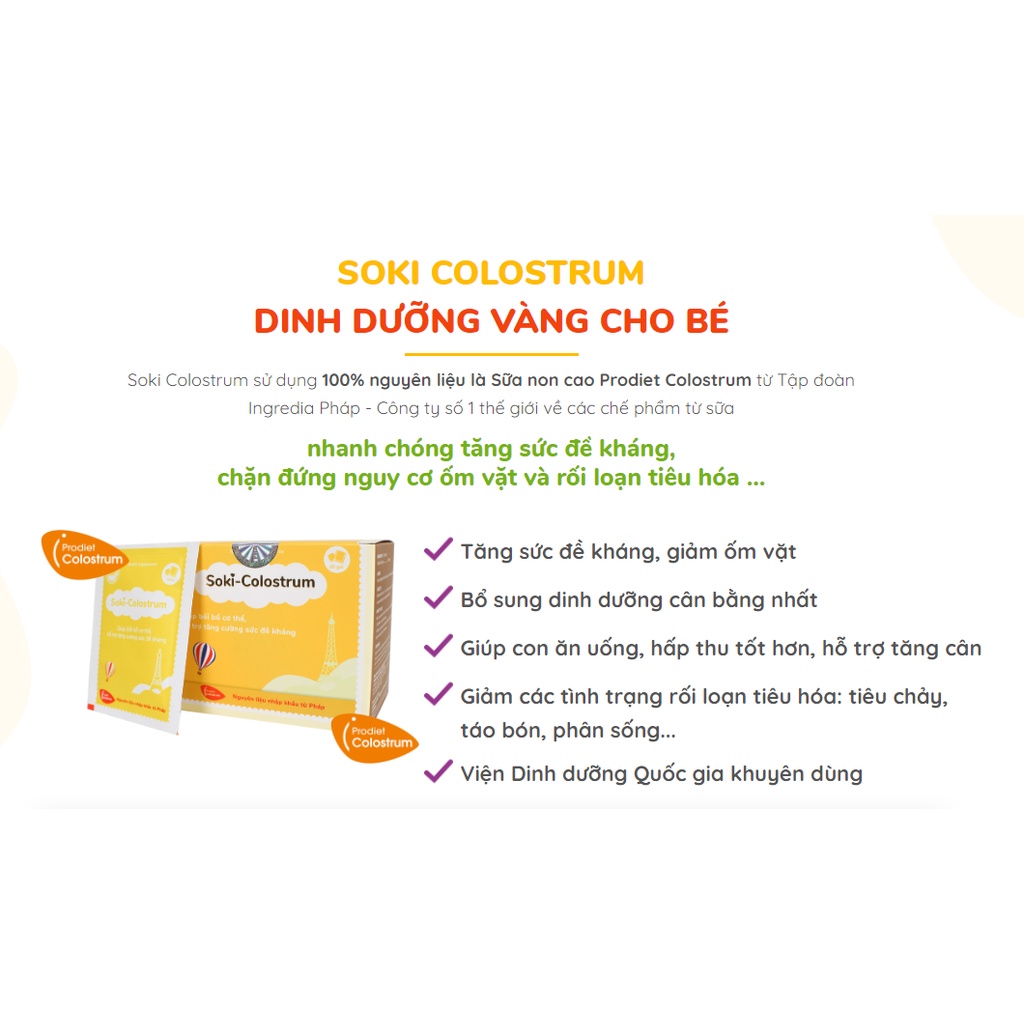 Bộ đôi ăn ngon và tăng đề kháng bứt tốc cho bé Soki Colostrum (2 hộp) + Soki Deli (2 hộp)