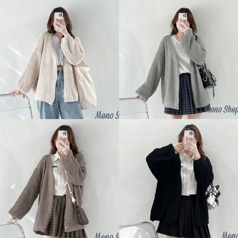Áo cardigan len vặn thừng bốn màu dáng dài tay bo (Ảnh thật/ sẵn)
