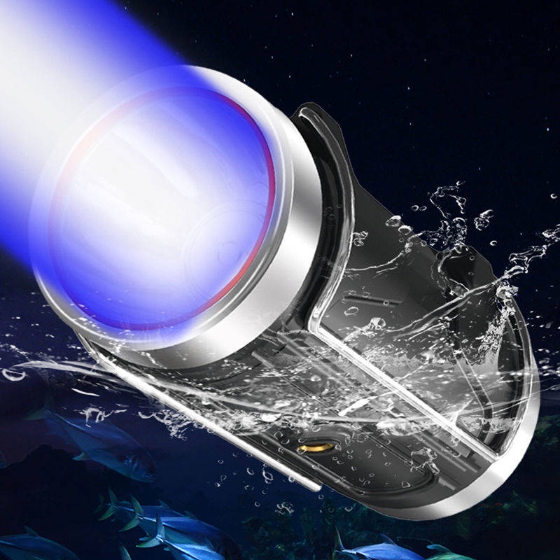 Đèn Pin Ánh Sáng Xanh Dương Công Suất Cao Có Thể Sạc Lại Cho Câu Cá Ban Đêm