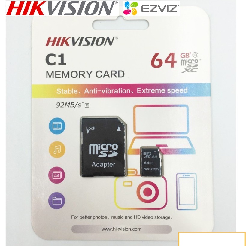 (Kèm Adapter)- Thẻ Nhớ HIKVISION 32GB/64GB/Kèm Adapter 92MB/S - Bảo hành 60 Tháng 1 đổi 1 - Hàng Chính Hãng | BigBuy360 - bigbuy360.vn