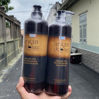 Cặp dầu gội xả dành cho tóc hư tổn Fanola Argan Deluxe Oil Nourishing 1000mlx2