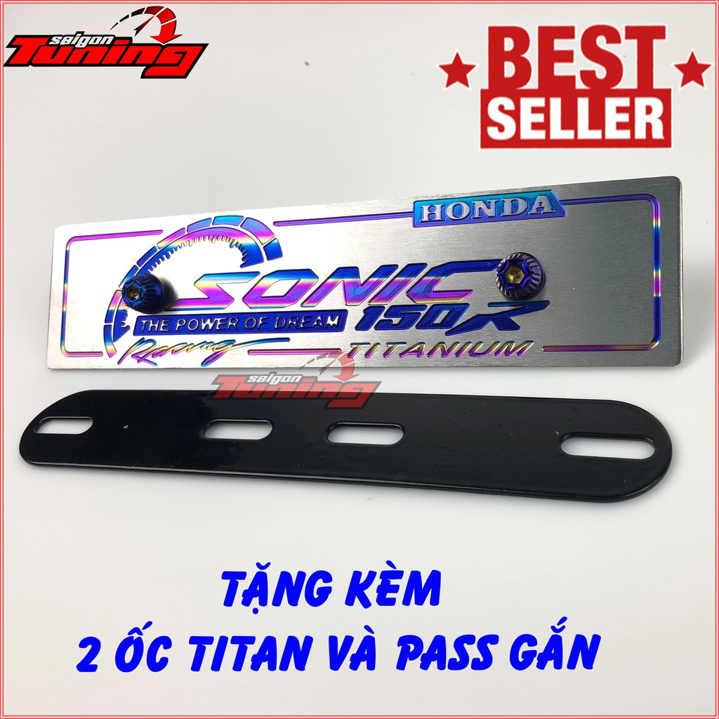 Bảng tên Sonic Titanium cao cấp - tặng ốc Titan + pas SaigonTuning