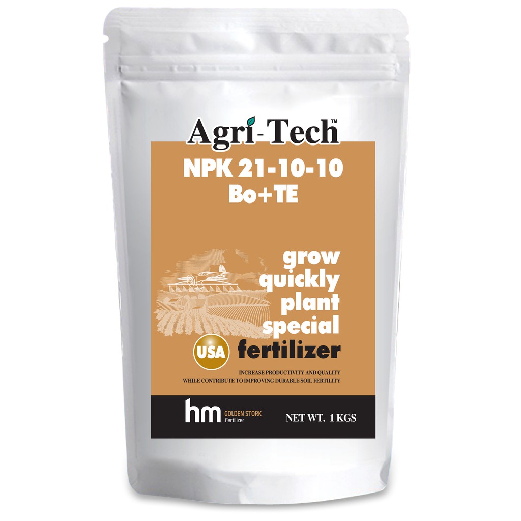 Phân bón NPK 21-10-10+TE Agri-Tech (1 kg) Thích hợp cho những rau ăn lá và cây có múi như cam, chanh…