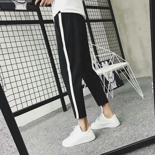 Quần 1 sọc line suông nam nữ bigsize