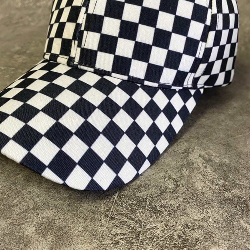 Oneri Mũ Lưỡi Trai Họa Tiết Caro Trắng Đen Phong Cách Hip Hop Cá Tính