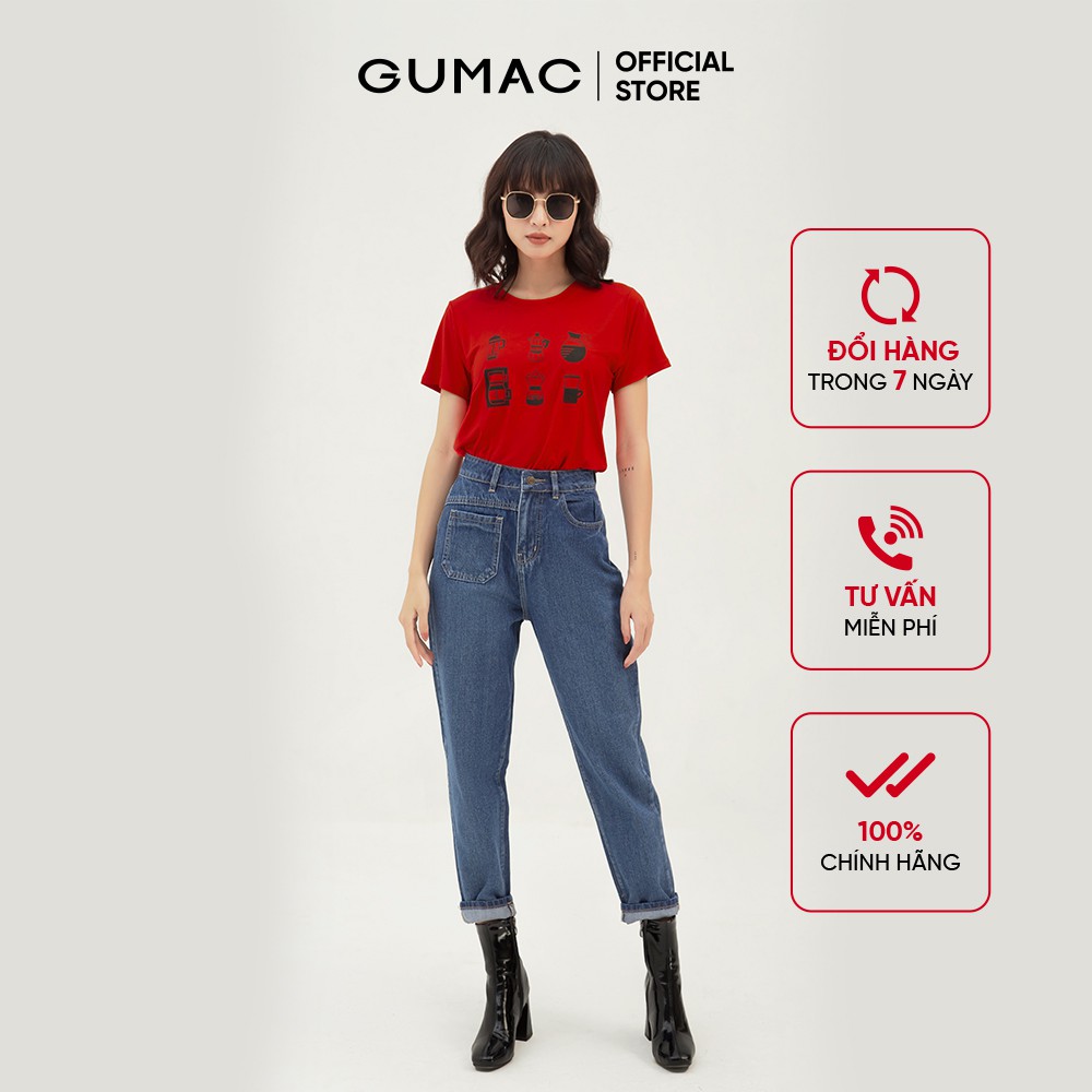 [Mã WABRGU100 giảm 15% đơn 249K tối đa 100k] Áo thun nữ in ấm trà GUMAC thiết kế năng động kiểu basic màu đỏ ATB357 | BigBuy360 - bigbuy360.vn
