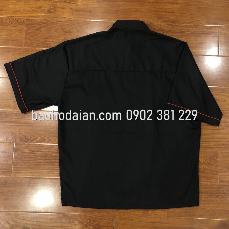 Áo đồng phục đầu bếp tay ngắn có viền thiết kế trẻ trung