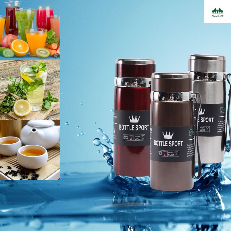 Bình Giữ Nhiệt Nóng Lạnh Inox Kiểu Dáng Thể Thao Bottle Sport 1000ml Có Dây Xách Và Khay Lọc Trà Tiện Dụng Thời Trang