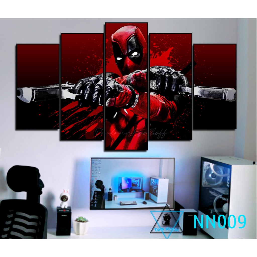 Bộ 5 tranh ghép người nhện dài 125x80cm dán tường siêu đẹp