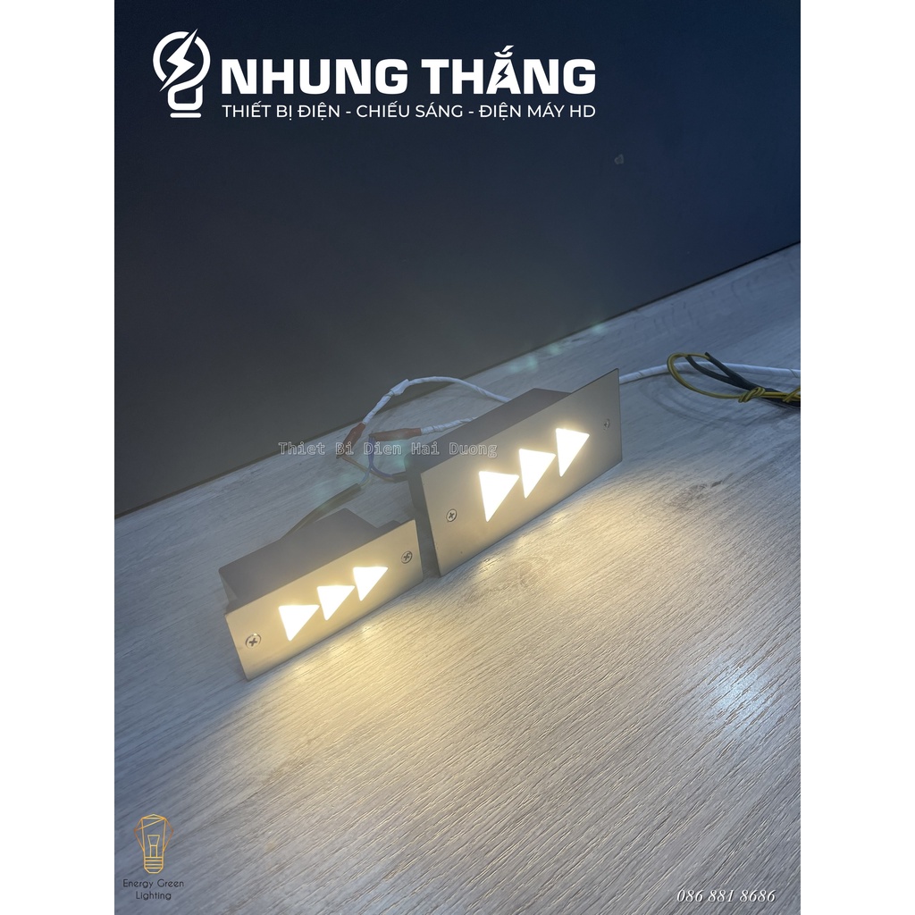 Đèn Âm Tường,Chân Cầu Thang DA-04 LED Hình Tam Giác- Chống Nước IP65 - Mặt Nhôm Cao Cấp - Bảo Hành 1 Năm - Có Video
