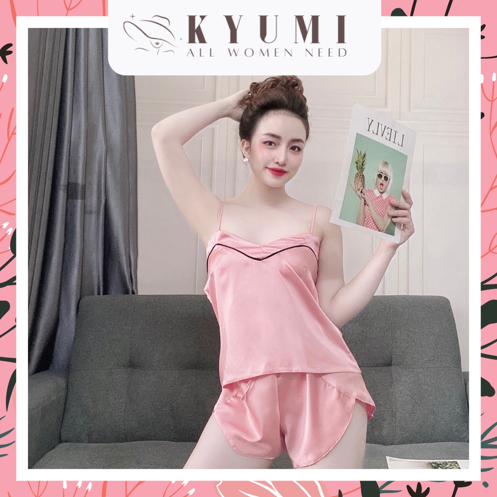 Đồ ngủ sexy đồ ngủ 2 dây viền ngực KYUMI OFFICIAL, chất liệu lụa satin mềm mịn mát, freesize 40-60kg tùy chiều cao 033 | BigBuy360 - bigbuy360.vn