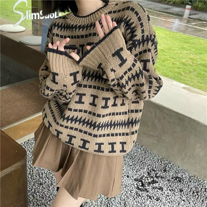 Áo len thổ cẩm nữ, áo len from rộng tay dài chất len cực dày cổ tròn phom chuẩn dễ mặc dễ phối đồ siêu phẩm về làng | BigBuy360 - bigbuy360.vn