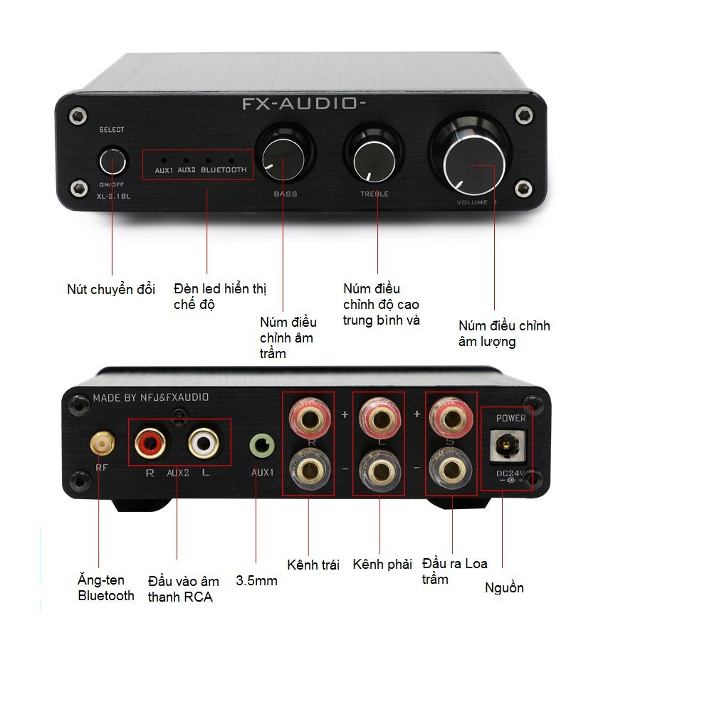 Bộ Khuếch Đại FX Audio XL-2.1BL Bluetooth 4.0 Amplifier - Hàng Chính Hãng, cao cấp