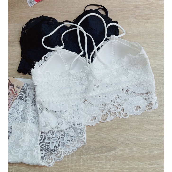 Bộ đồ lót ren_ Set Bra sexy không gọng Màu Đen Trắng