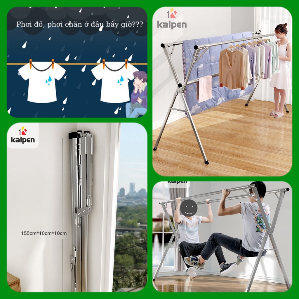 Giá phơi quần áo inox thông minh gấp gọn, sào phơi đồ inox, giàn phơi quần áo thông minh