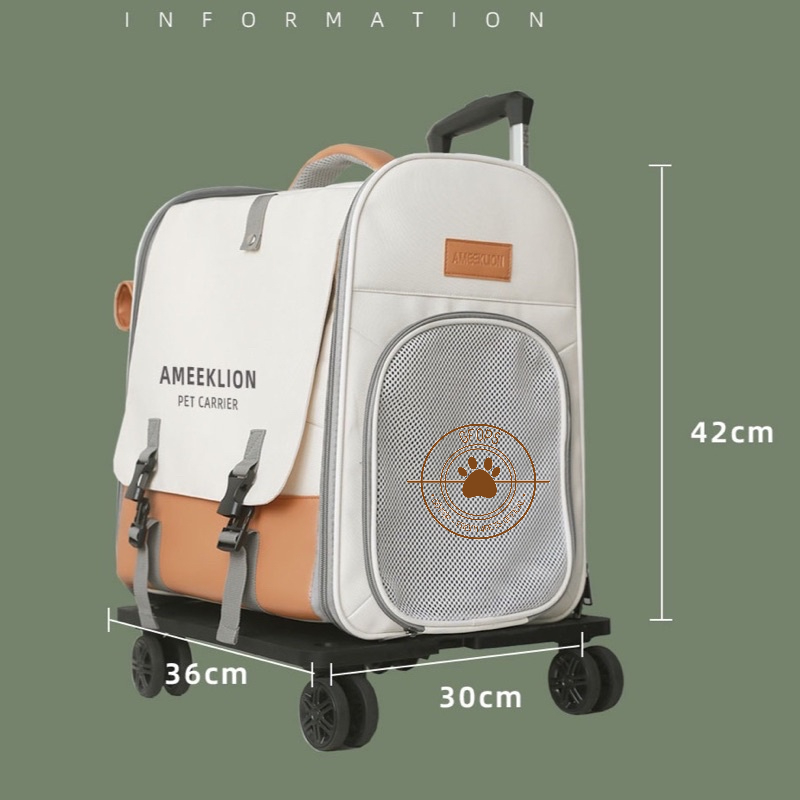 Vali kết hợp balo vận chuyển cao cấp cho chó mèo- Balo vali lưới thoáng khi - 4pets offical