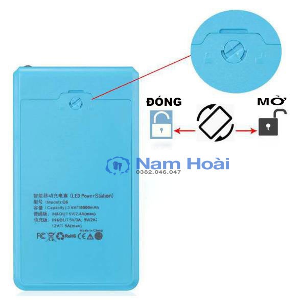 Box sạc dự phòng, box sạc nhanh 6 cell sạc nhanh QC 3.0, PD 3.0, VOOC