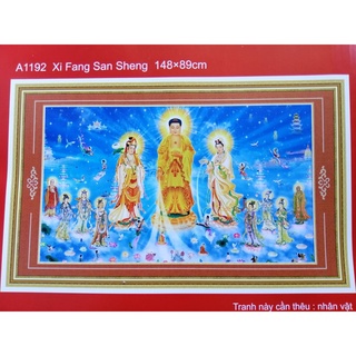 Tranh thêu chữ thập Tam thế Phật A1192