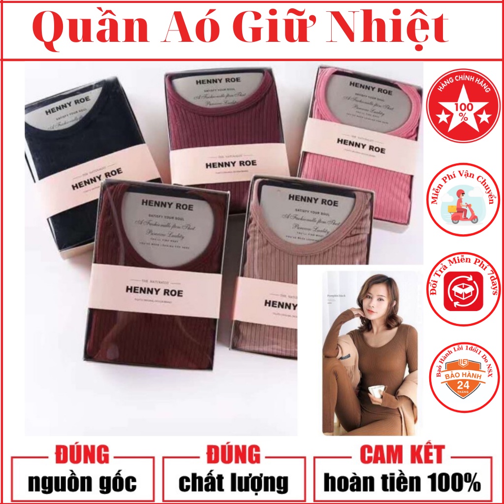 Bộ Quần áo Giữ Nhiệt Len Tăm Co Giãn Ôm Sát Cơ Thể NỮ HENNY ROE Cao Cấp