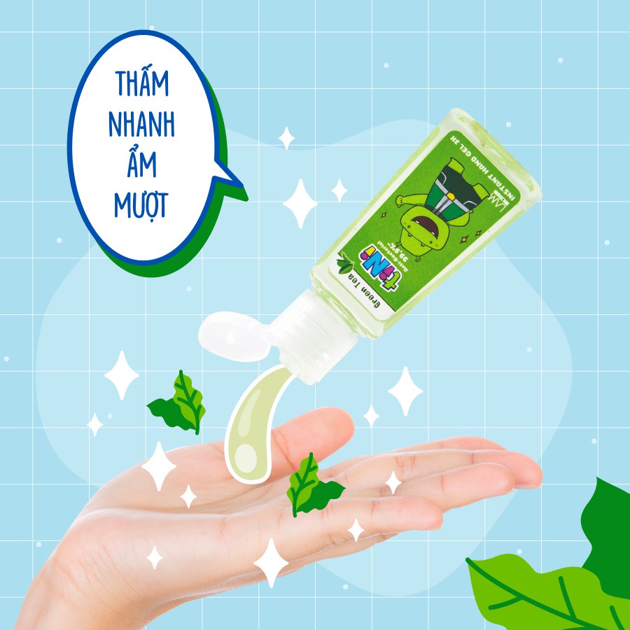 Gel rửa tay cho Bé 60ml Tini Hương Trà Xanh, Hương Dâu