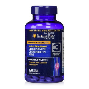 Viên uống giảm viêm khớp, tăng cường dịch khớp Double Strength Glucosamine Chondroitin MSM 120 viên Puritan's Pride