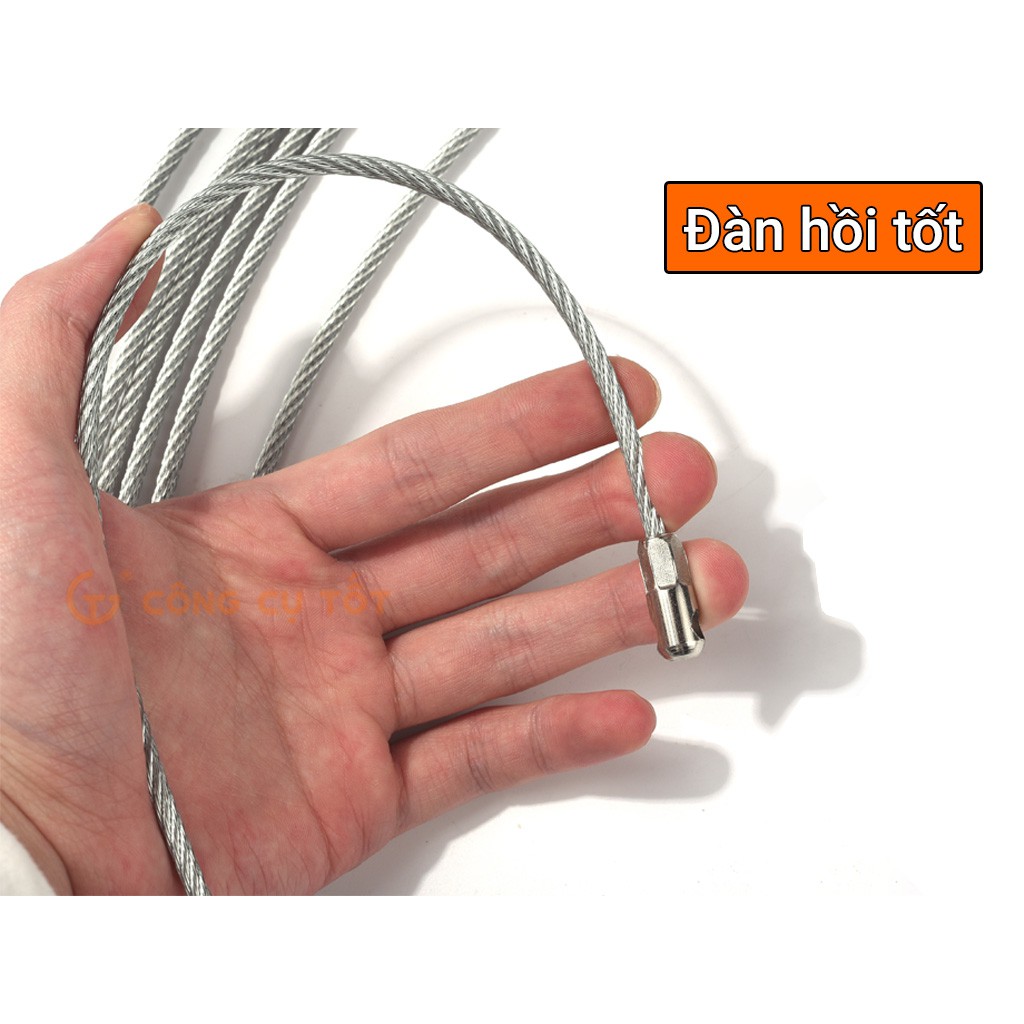 Dây mồi luồn ống sợi cáp trần 4ly đầu gắn bánh xe