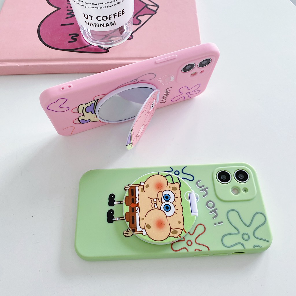 Casyva For Realme C17 C15 C12 C11 C3 C2 C1 7 5 5i 6i X K3 2Pro Cartoon Best friend UH OH SpongeBob Patrick Star Mirror Soft Phone Case