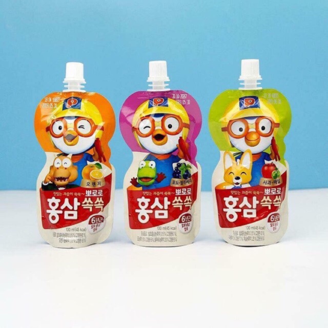 NƯỚC  PORORO HỒNG SÂM trái cây 100ml nội địa Hàn Quốc