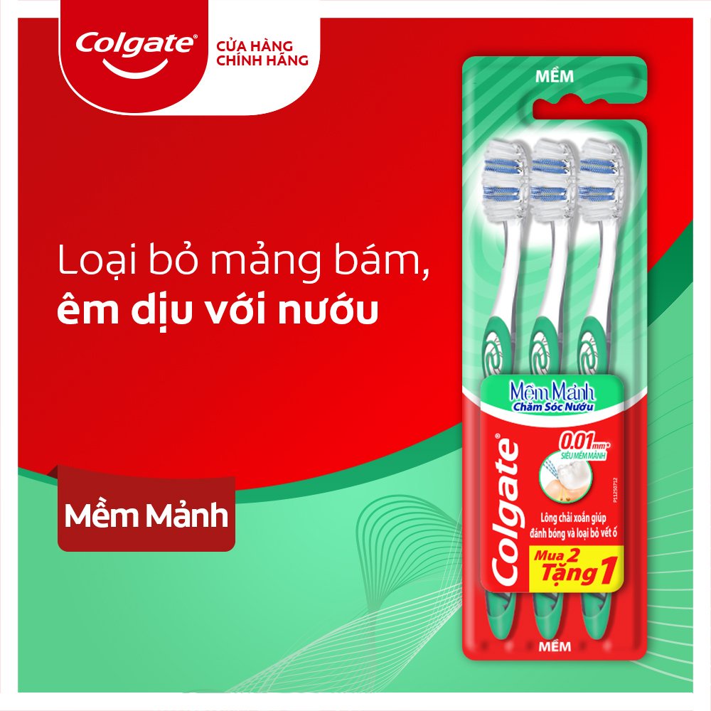 ComBo 3 Bàn chải Colgate Mềm Mảnh chăm sóc nướu