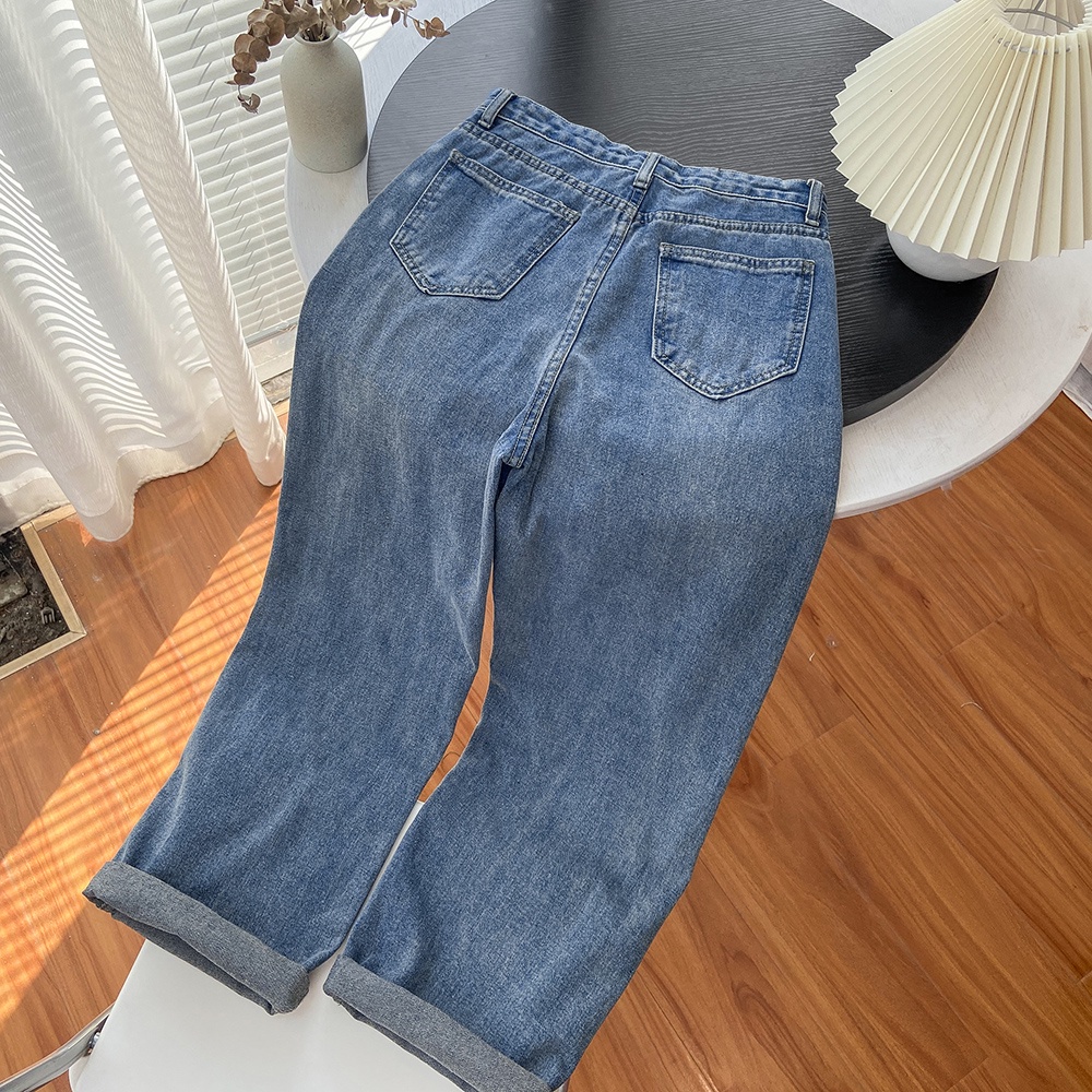 NUZIRO  Quần jean  ống rộng lưng cao kiểu dáng thời trang tùy chọn màu sắc