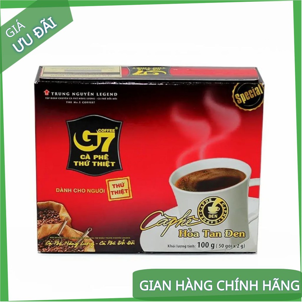 [Chính hãng] Cà Phê G7 Hòa tan Đen - Không Đường - Hộp 50 Gói - Cafe Hoà Tan Trung Nguyên