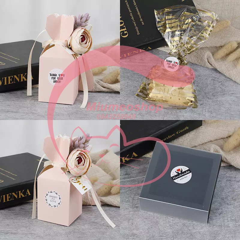 Cuộn 500 tem Sticker Thank you in màu tự dính - Tem cảm ơn siêu dễ thương