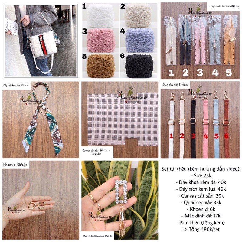 Túi xách handmade tự đan, túi xách đeo chéo len xù (CÓ VIDEO HƯỚNG DẪN)