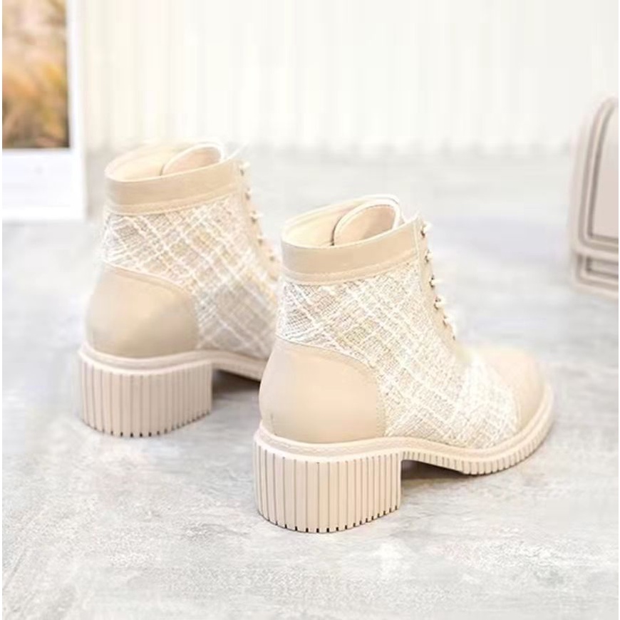 Boot Nữ Phong Cách Anh Quốc Gót Thô đế Cao 5P cổ cao Da Lộn | BigBuy360 - bigbuy360.vn