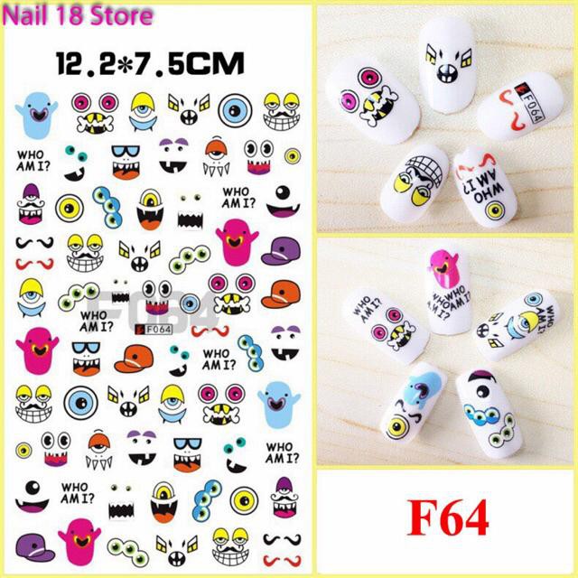 [ Lẻ ] Sticker dán móng tay hình icon ngộ nghĩnh F064