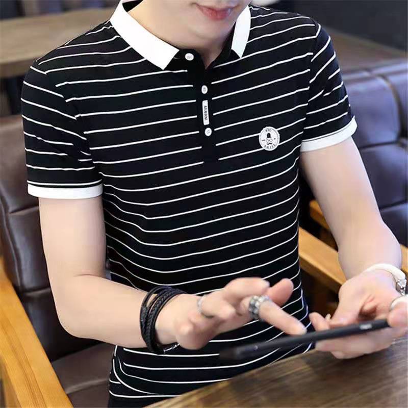 Áo Thun polo Ngắn Tay Họa Tiết Sọc Trẻ Trung Thời Trang Dành Cho Nam 3.20