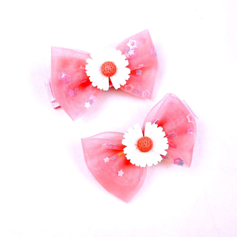 Set 2 cái kẹp nơ vải von cho bé gái hình hoa cúc