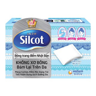 BÔNG TẨY TRANG SILCOT NHẬT BẢN  HỘP 82 MIẾNG CAO CẤP KHÔNG XƠ BÔNG