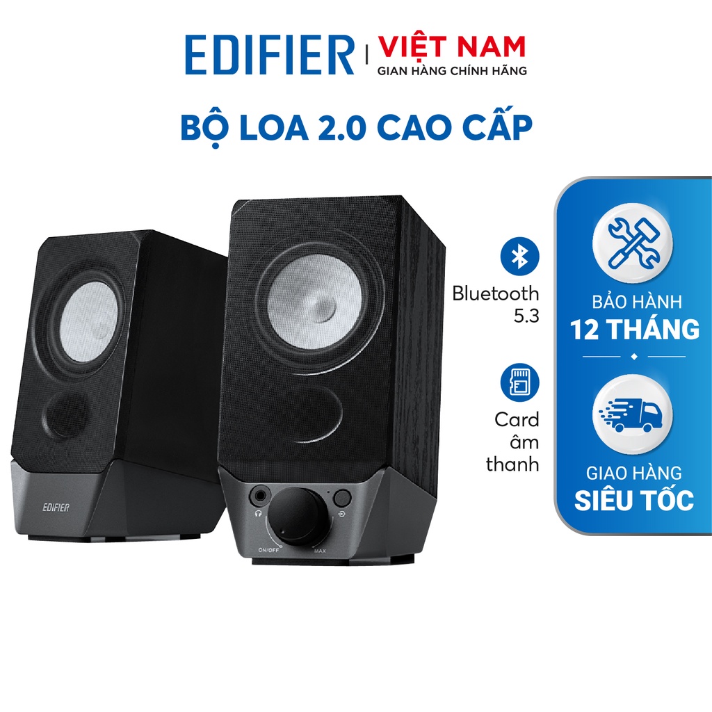 Bộ loa 2.0 cao cấp EDIFIER R19BT |  Phiên bản Bluetooth 5.3 | Hỗ trợ kết nối có dây AUX và kết nối tai nghe | BH 12Tháng