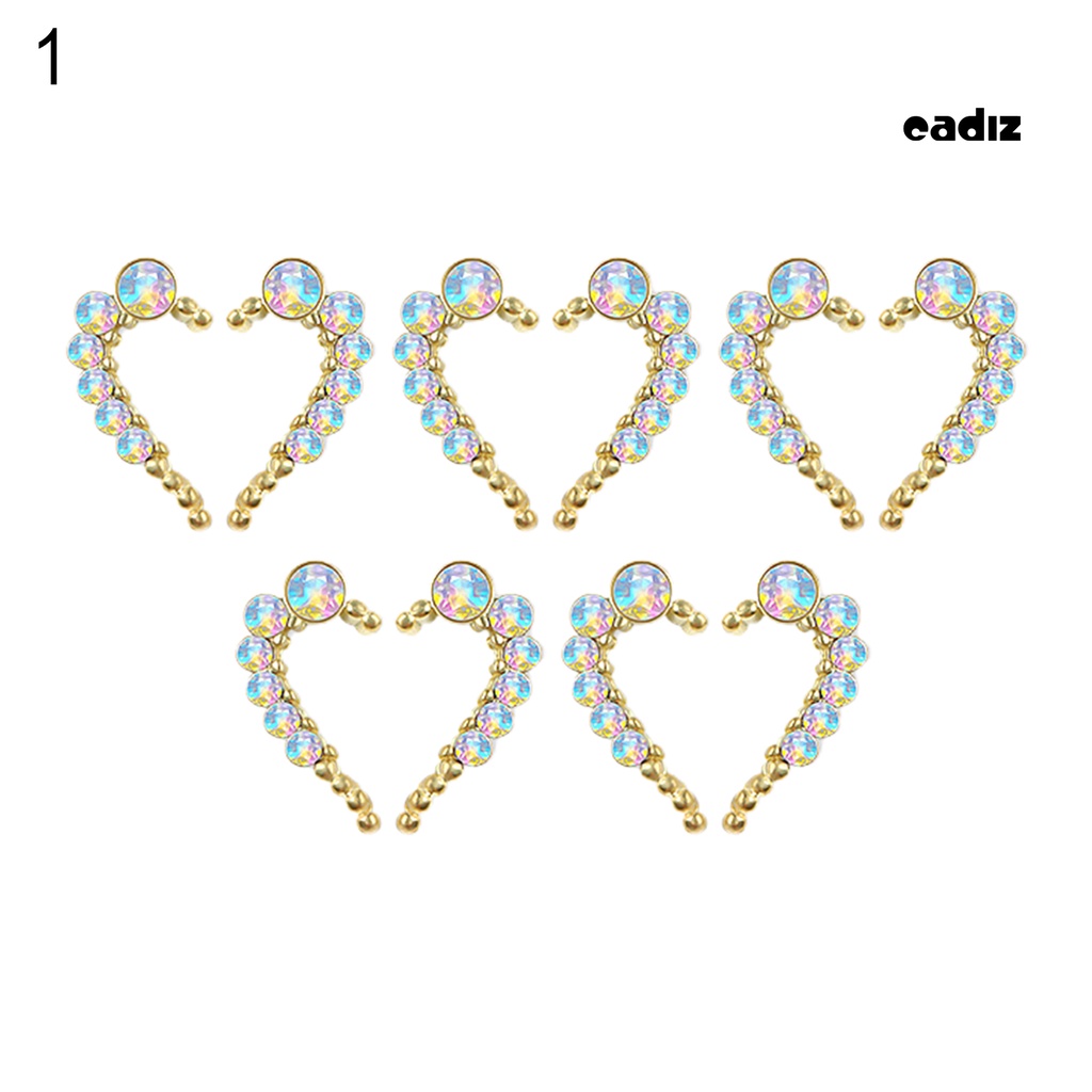 Bộ 10 Phụ Kiện Trang Trí Móng Tay Nghệ Thuật Hình Trái Tim Bằng Hợp Kim