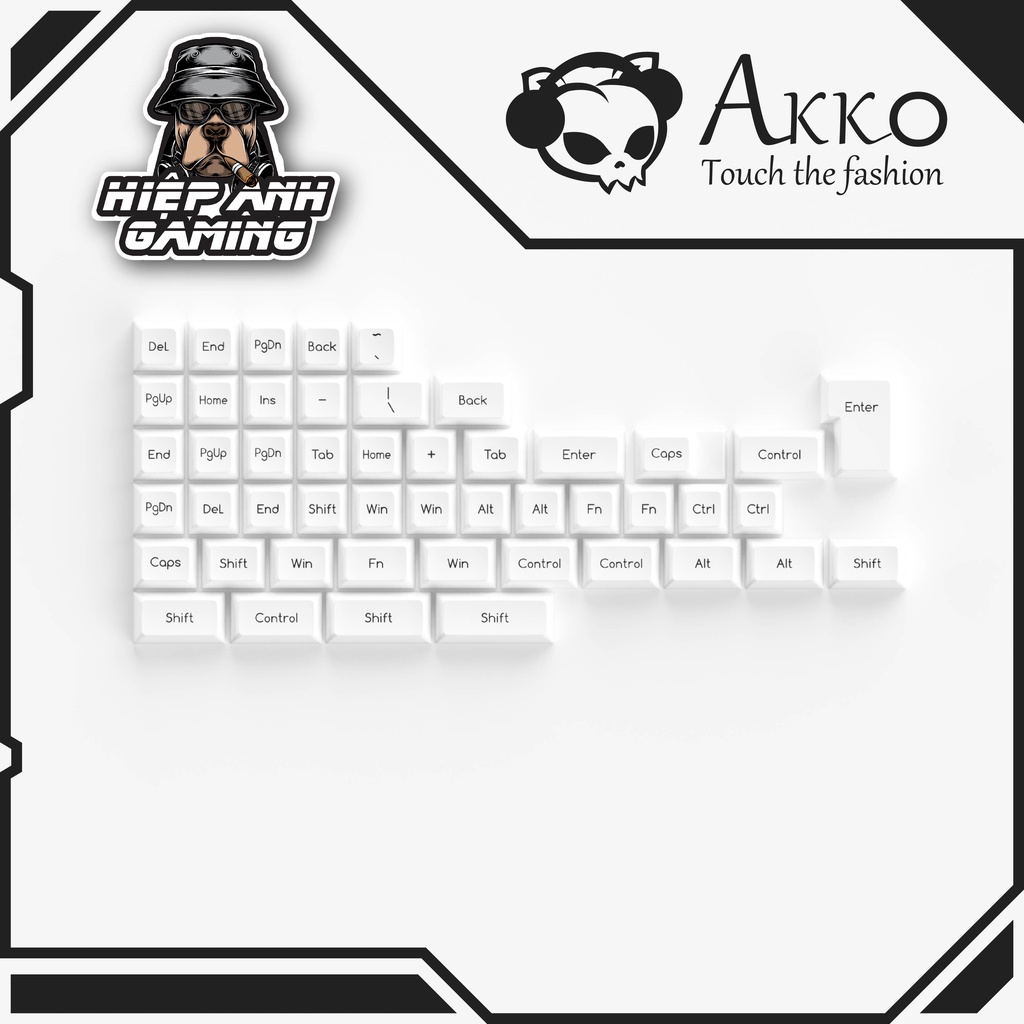 AKKO Keycap Set – Black on White BoW  | Hàng chính hãng Akko Việt Nam