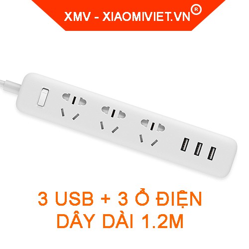 Ổ cắm điện Xiaomi đa năng 3 cổng USB + 3 hoặc 6 ổ điện - Hàng chính hãng