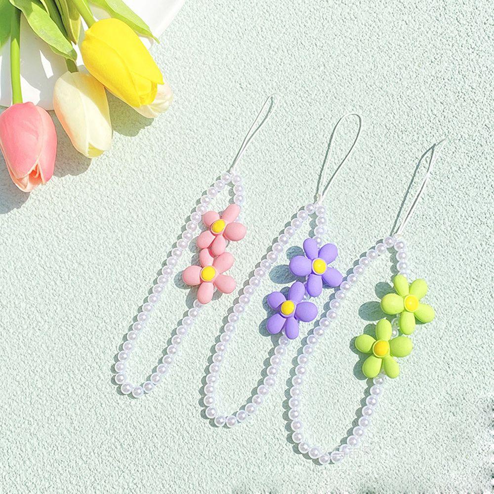 Ốp Điện Thoại Họa Tiết Hoa Nhiều Màu Sắc Kèm Dây Đeo Tay Và Móc Khóa Xinh Xắn