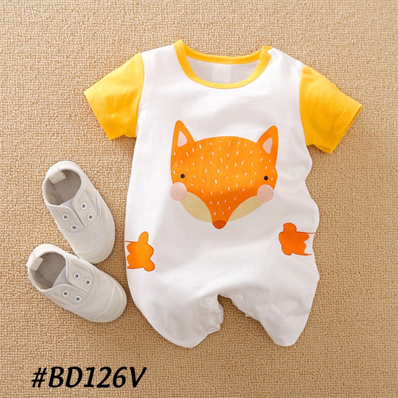 Bodysuit bé sơ sinh, áo sơ sinh cho bé từ 1 tháng đến 1 tuổi họa tiết cáo chất liệu cotton 100% cao cấp BD126