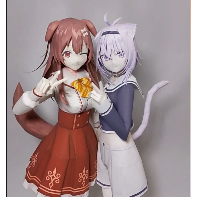 Mô hình giấy anime girl  VTuber Hololive : Nekomata Okayu & Inugami Korone