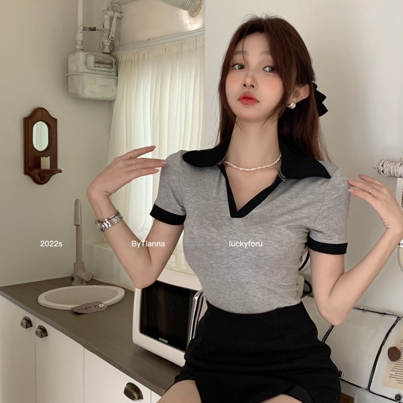 NRVP Áo Thun NgắN Tay DáNg Ôm ThờI Trang Cho Nữ