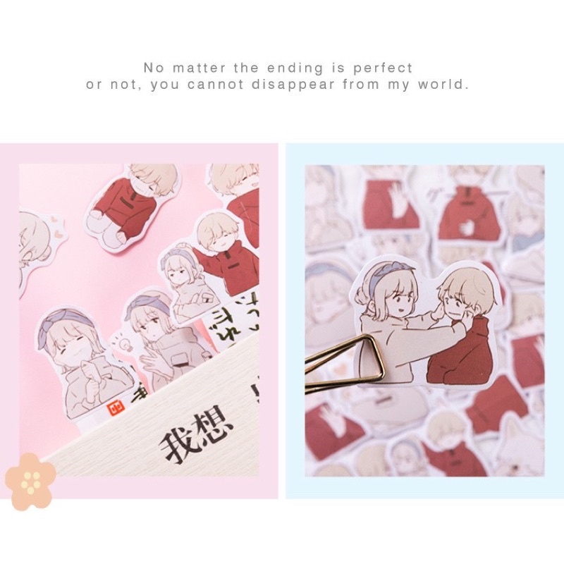 Bộ 45 Hình Dán Sticker Cặp Đôi Dễ Thuơng Trang Trí Sổ - GC84