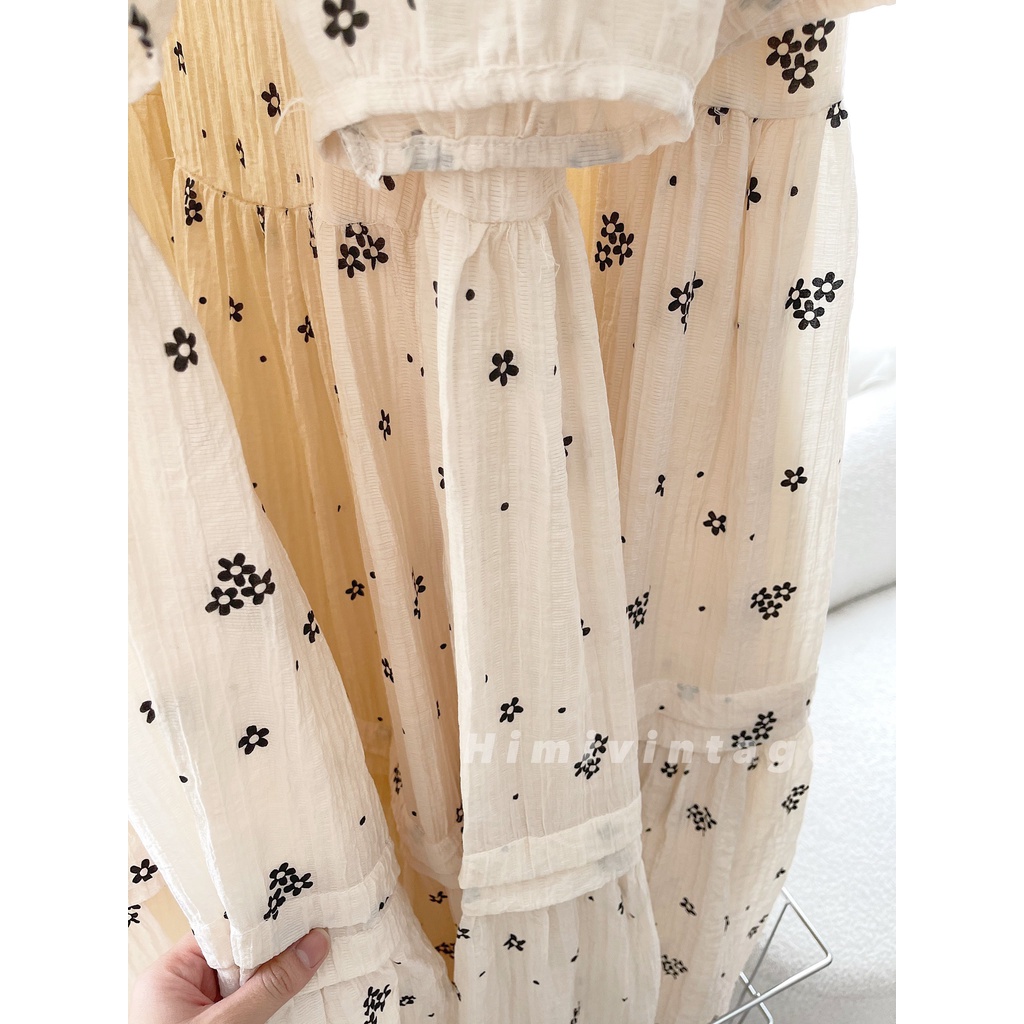 Váy đũi hoa babydoll dài mềm mại