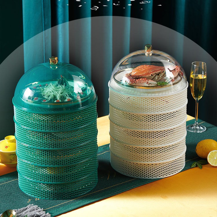 Lồng Bàn Đậy Thức Ăn Thông Minh Nhiều Tầng - Nắp Đậy Thức Bằng Lưới Thông Thoáng Không Gỉ Siêu Bền