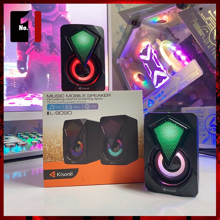 Loa Máy Tính Mini Để Bàn 2.0 Kisonli L-9090 Led Rgb Loa Vi Tính Laptop Gaming Nghe Nhạc Âm Thanh Hay